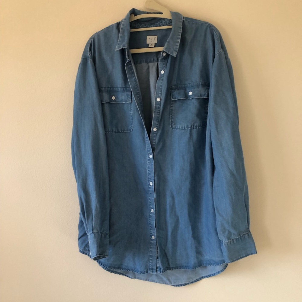 Women's chambray denim button down shirt